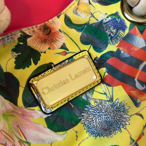 Christian Lacroix large Floral Yellow and Pink rope handle Tote Bag - Picture 4 of 12